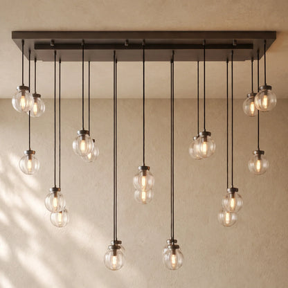 Pearly Rectangular Chandelier - Bronze / 54’’
