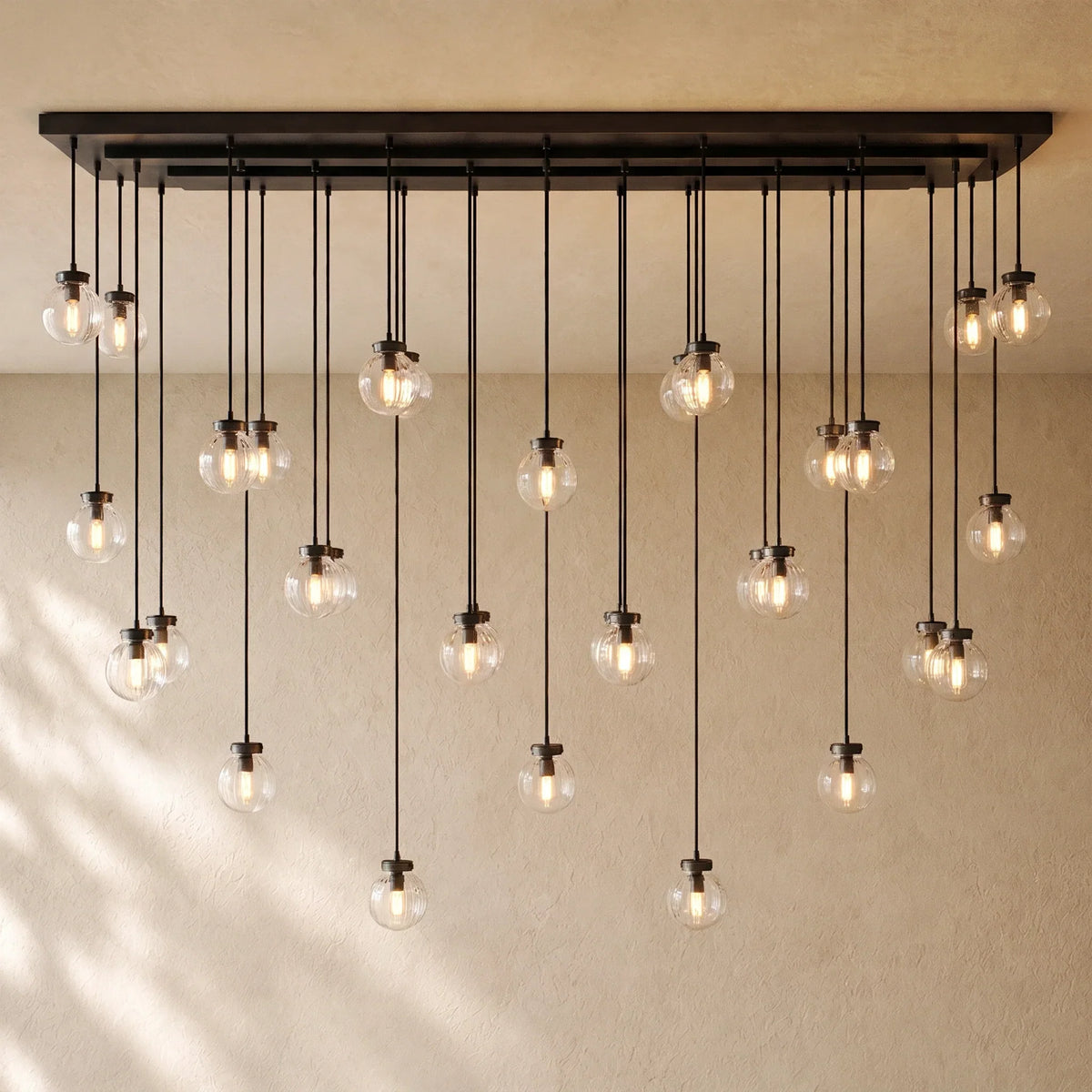 Pearly Rectangular Chandelier - Bronze / 72’’
