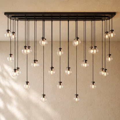 Pearly Rectangular Chandelier - Bronze / 72’’