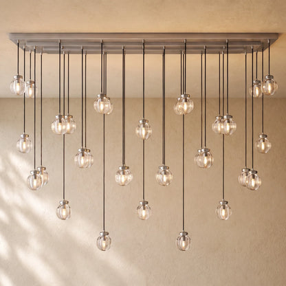 Pearly Rectangular Chandelier - Satin Nickel / 72’’