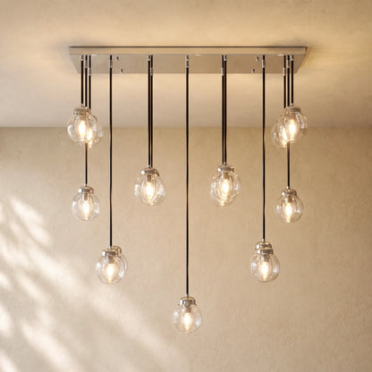 Pearly Rectangular Chandelier - Satin Nickel / 36’’