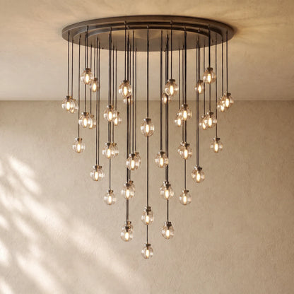 Pearly Round Chandelier - 60’’ / Bronze