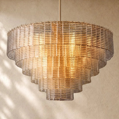 Sirena Glass Round Chandelier - Lacquered Burnished Brass / 41’’ / Clear
