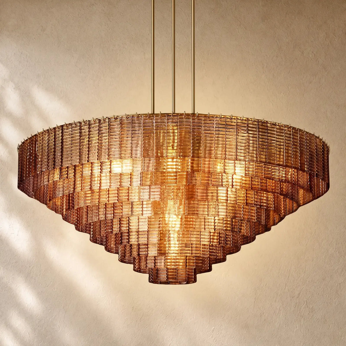 Sirena Glass Round Chandelier - Lacquered Burnished Brass / 65’’ / Clear