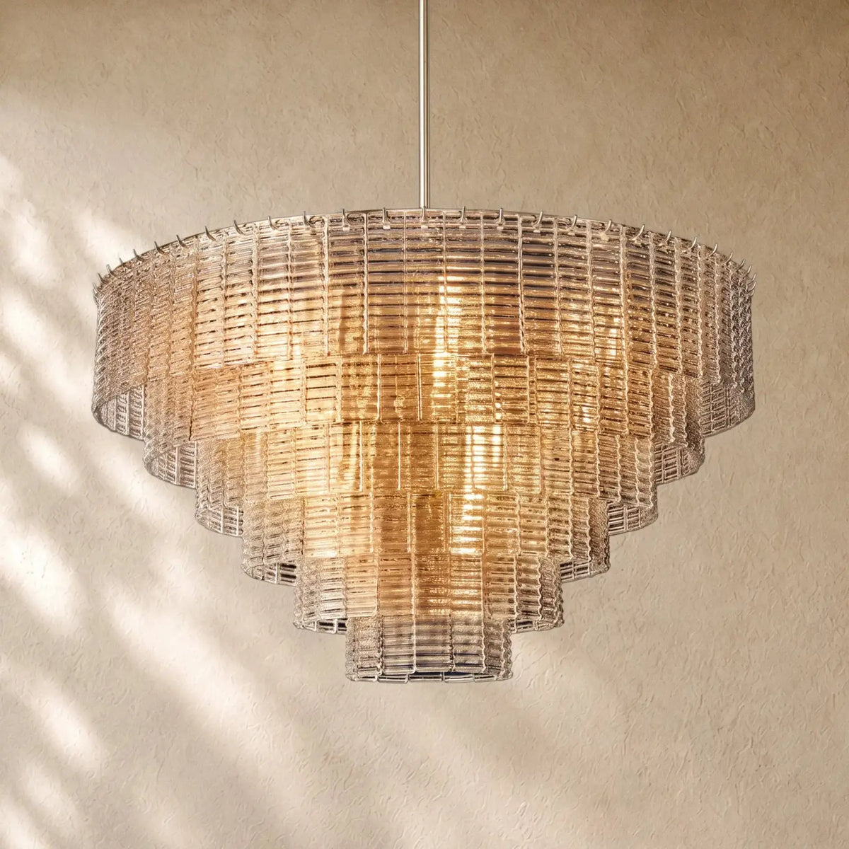 Sirena Glass Round Chandelier - Satin Nickel / 41’’ / Clear
