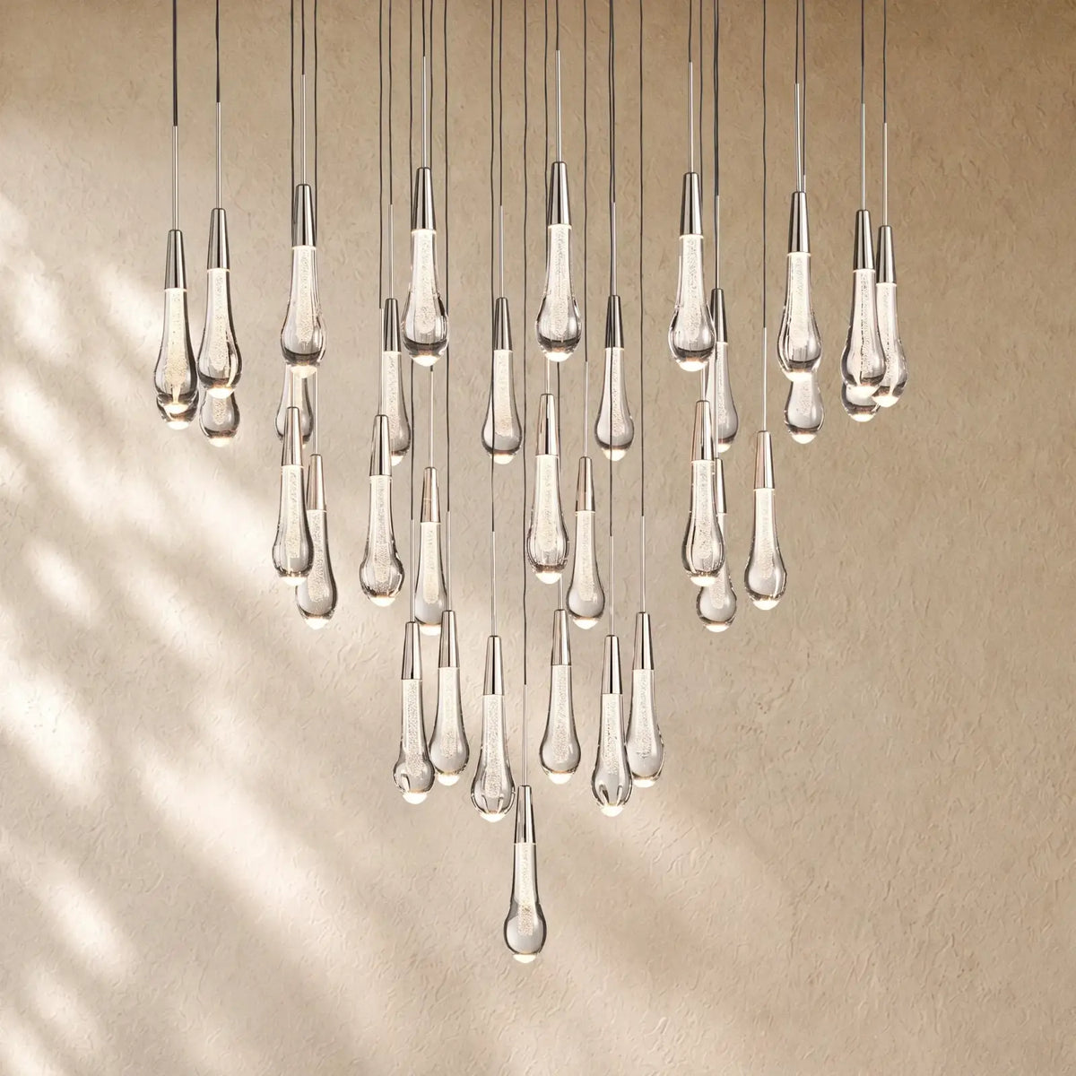 Soltairan Round Chandelier 17’’ 24’’ 36’’ 48’’ 58’’ - 34-Light 36’’ / Nickel