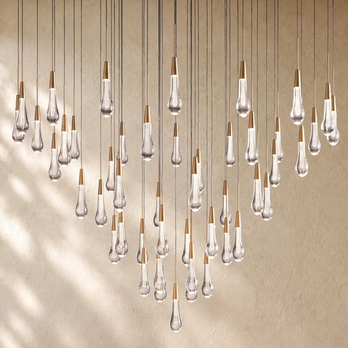Soltairan Round Chandelier 17’’ 24’’ 36’’ 48’’ 58’’ - 47-Light 58’’ / Brass