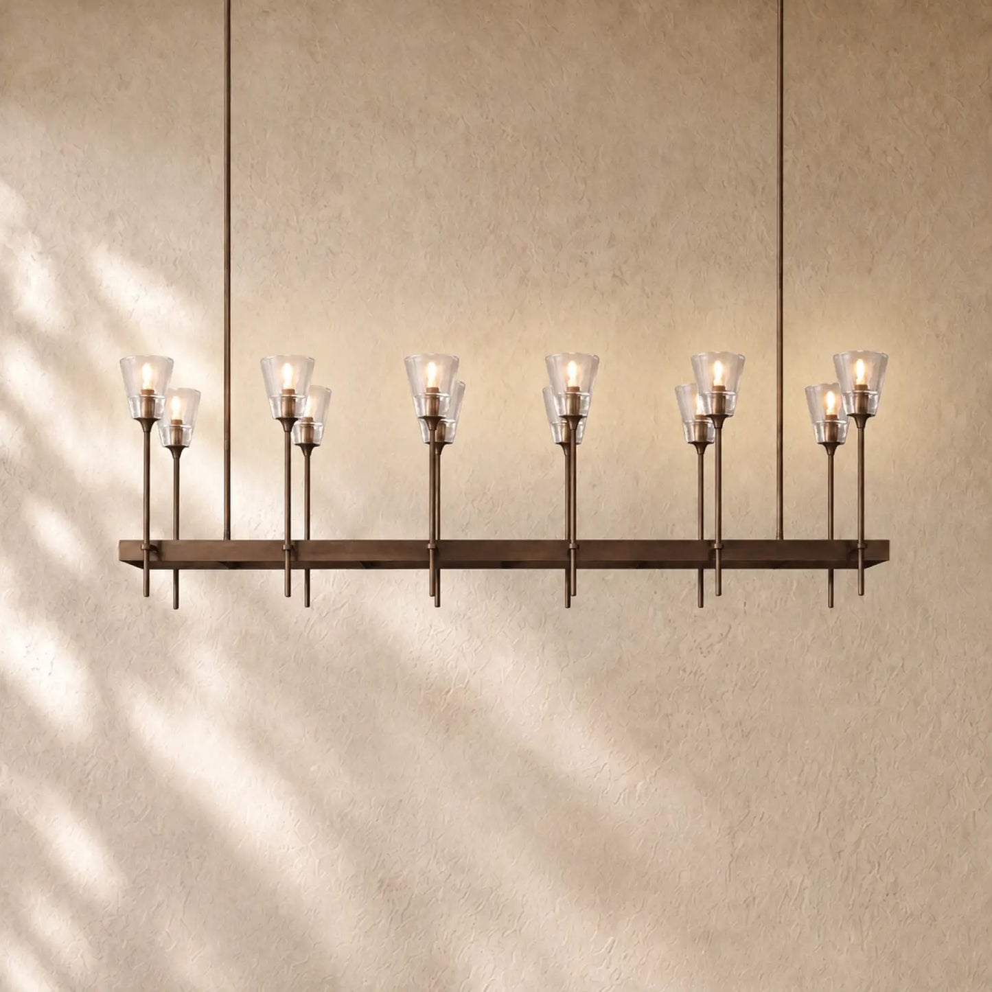 Torch De Vera Rectangular Chandelier - 55’’ / Bronze