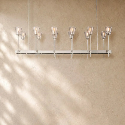 Torch De Vera Rectangular Chandelier - 55’’ / Polished Nickel