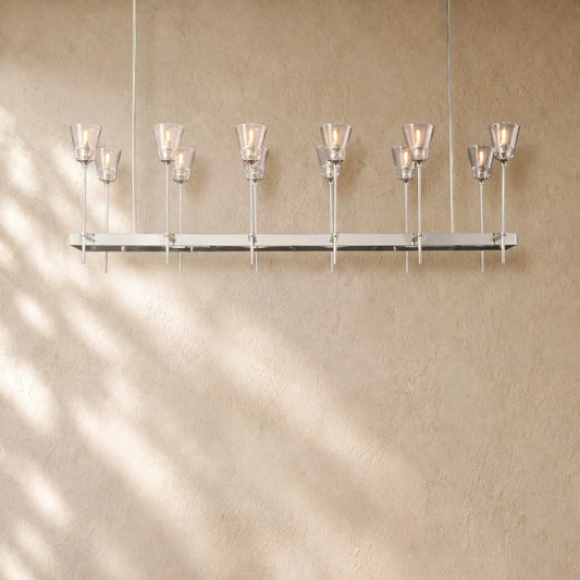 Torch De Vera Rectangular Chandelier - 55’’ / Polished Nickel