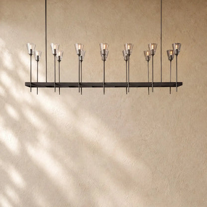 Torch De Vera Rectangular Chandelier - 67’’ / Bronze