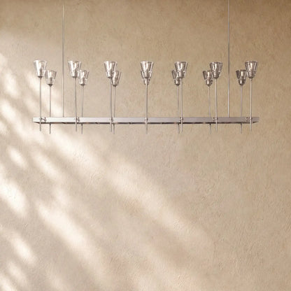 Torch De Vera Rectangular Chandelier - 67’’ / Polished Nickel