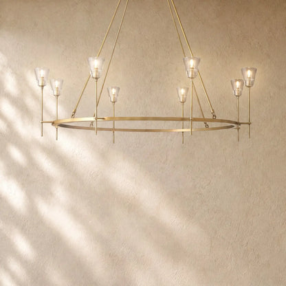 Torch de Vera Round Chandelier - Lacquered Burnished Brass / 58’’