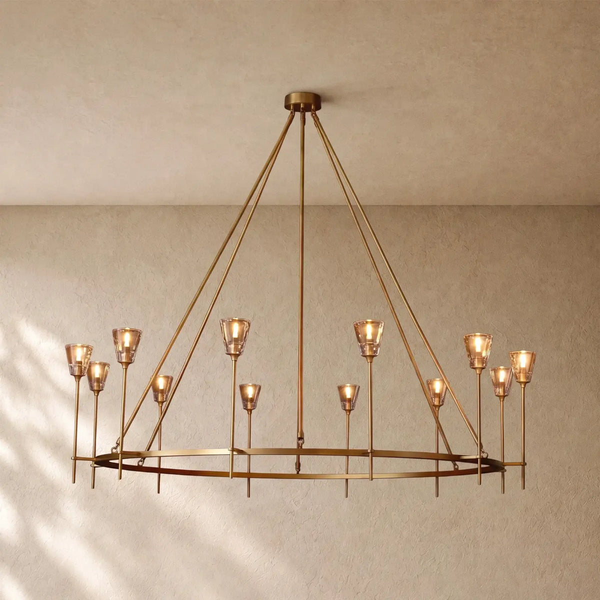 Torch de Vera Round Chandelier - Lacquered Burnished Brass / 70’’