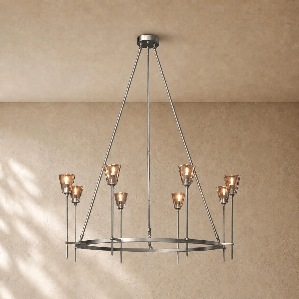 Torch de Vera Round Chandelier - Polished Nickel / 46’’