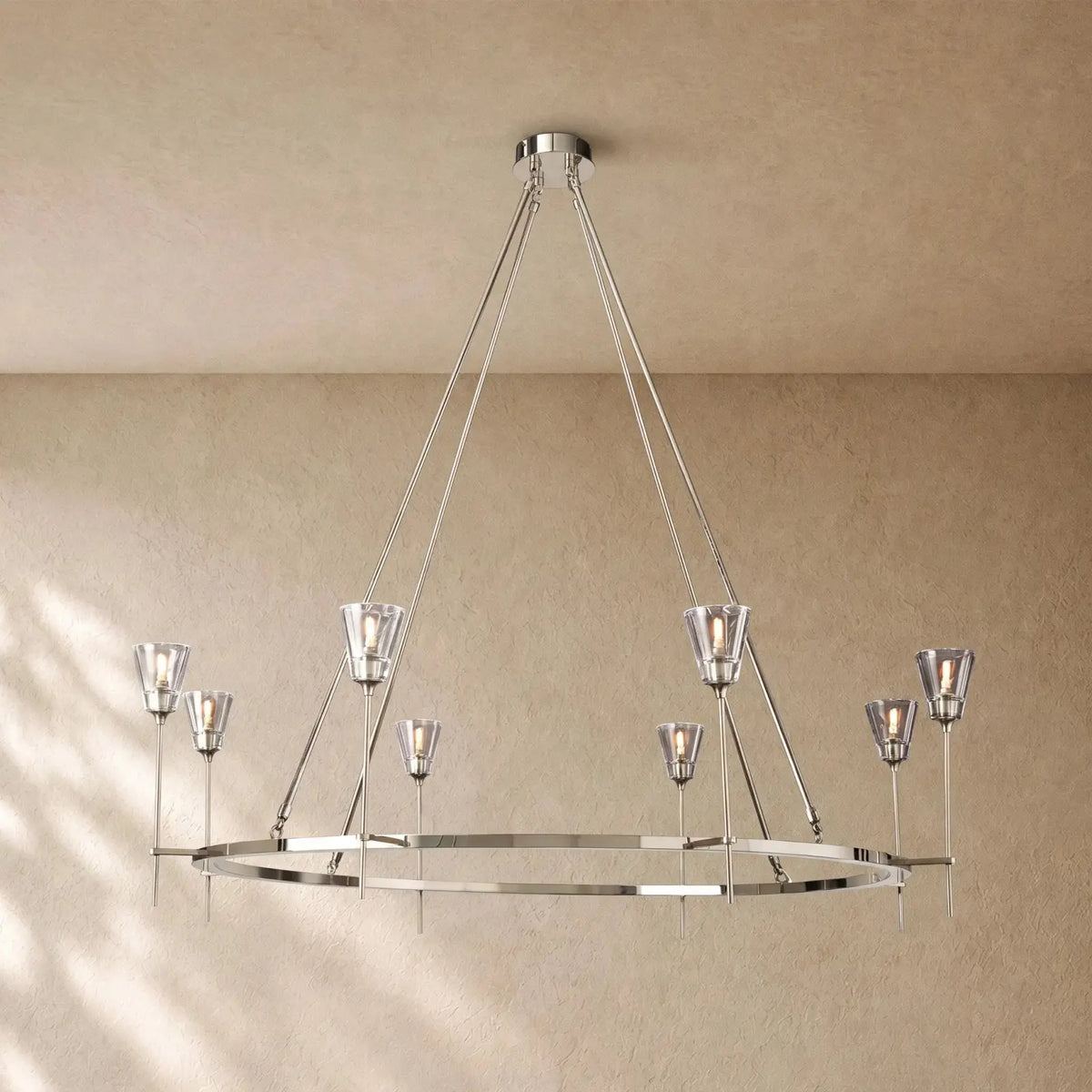 Torch de Vera Round Chandelier - Polished Nickel / 58’’