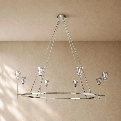 Torch de Vera Round Chandelier - Polished Nickel / 58’’