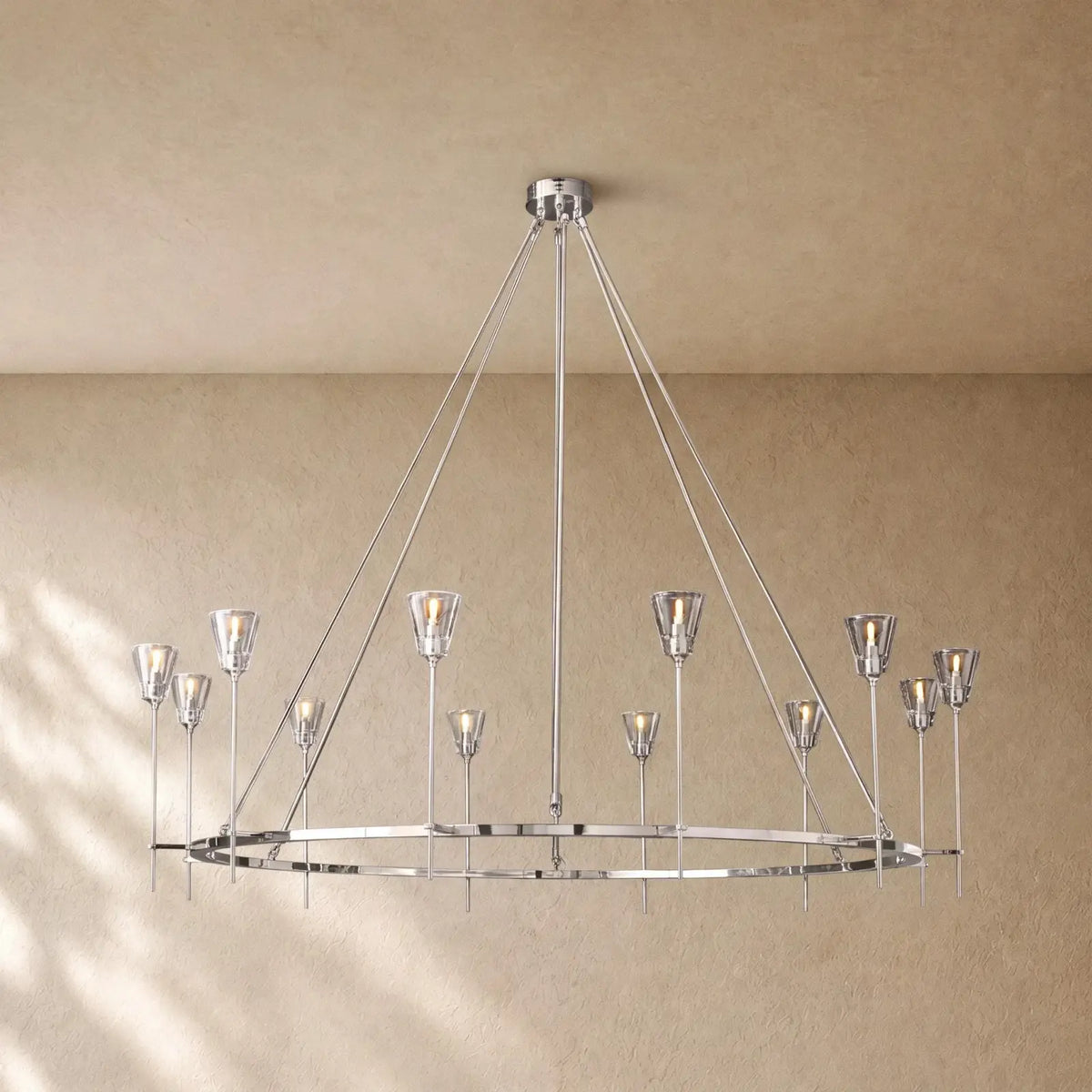 Torch de Vera Round Chandelier - Polished Nickel / 70’’