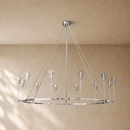 Torch de Vera Round Chandelier - Polished Nickel / 70’’
