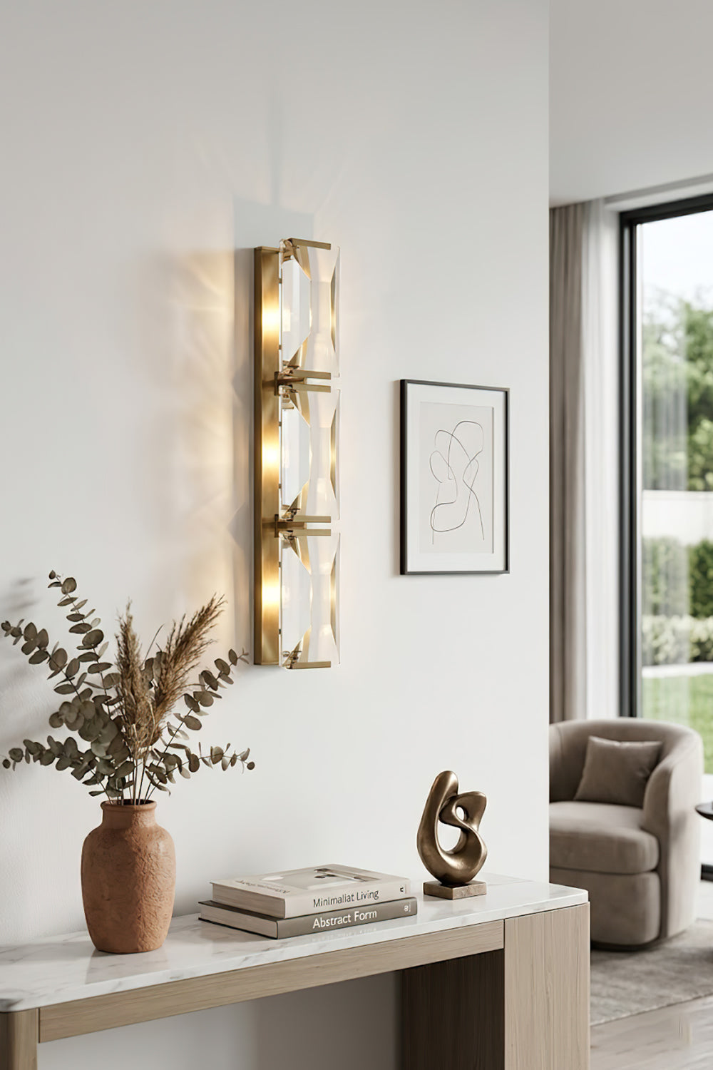 Triple Sparkling Faceted Wall Light - view 4 | vexalamps