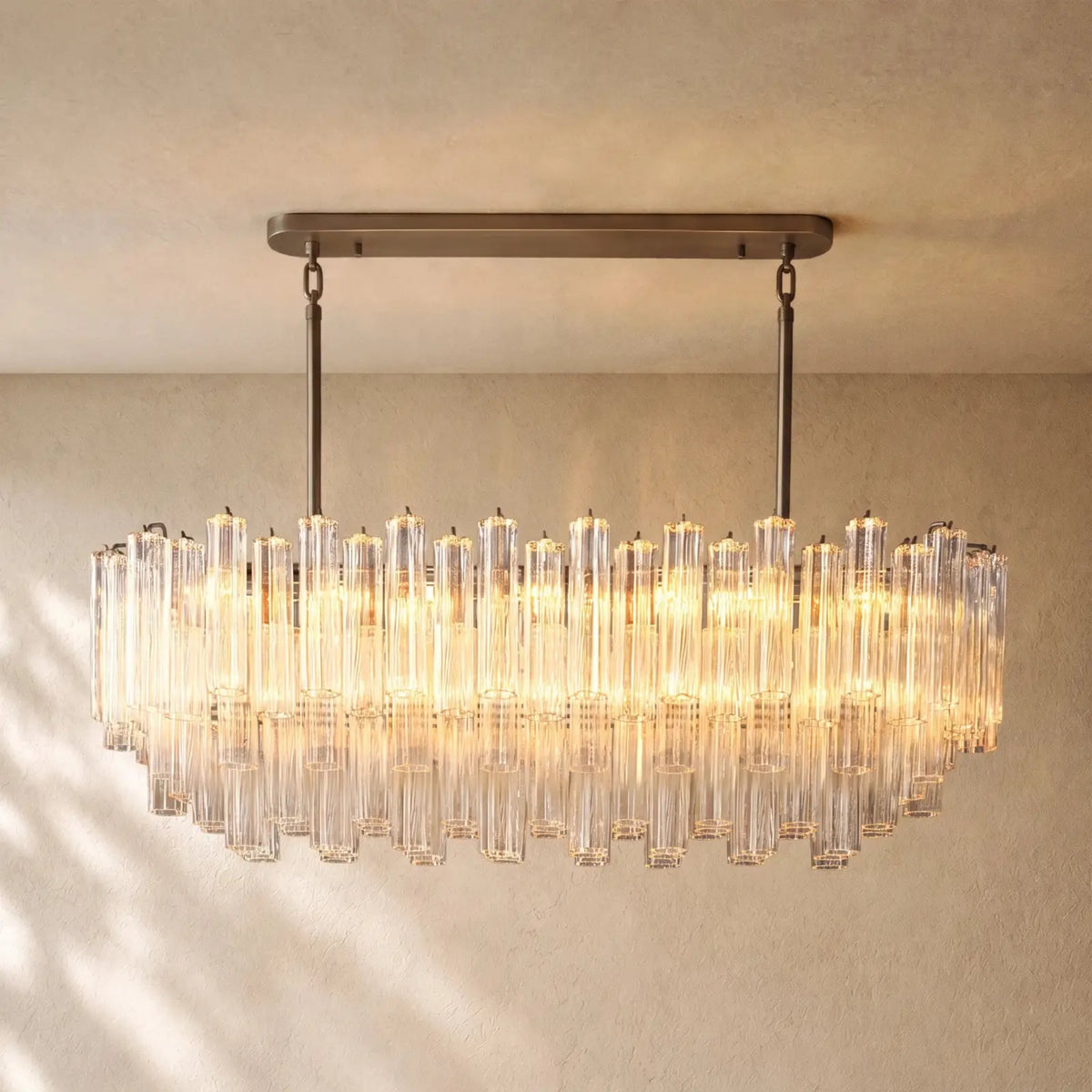 Tronchy Glass Linear Chandelier - Bronze / 55’’ / Clear