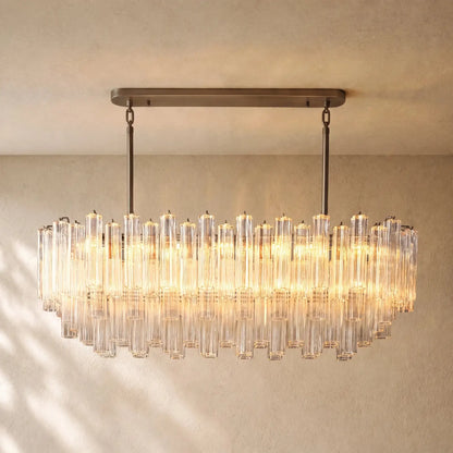 Tronchy Glass Linear Chandelier - Bronze / 55’’ / Clear