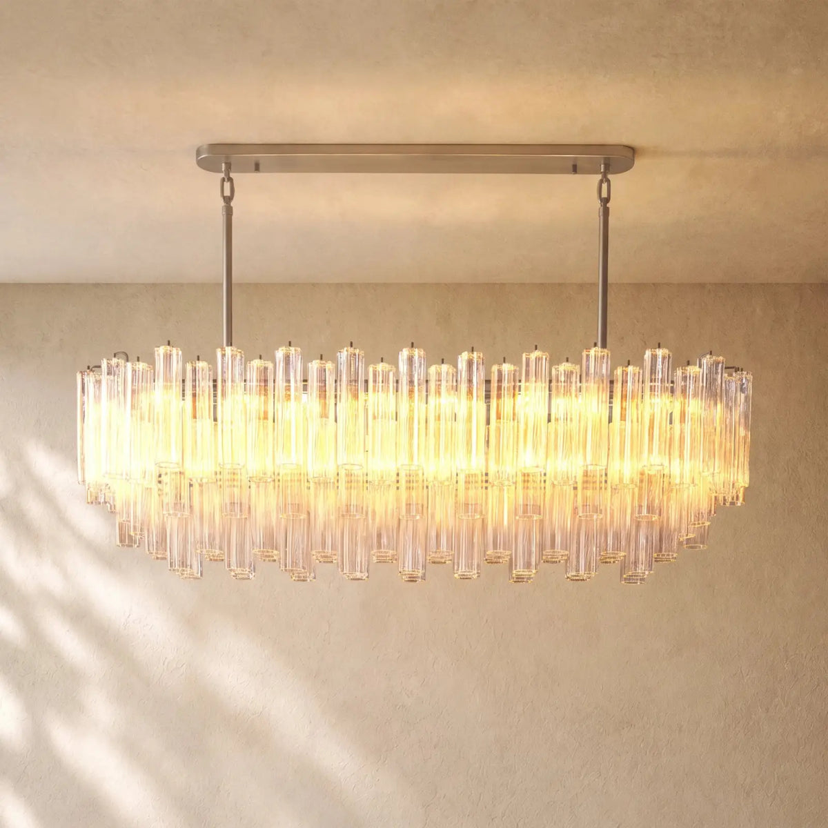 Tronchy Glass Linear Chandelier - Lacquered Burnished Brass / 55’’ / Clear