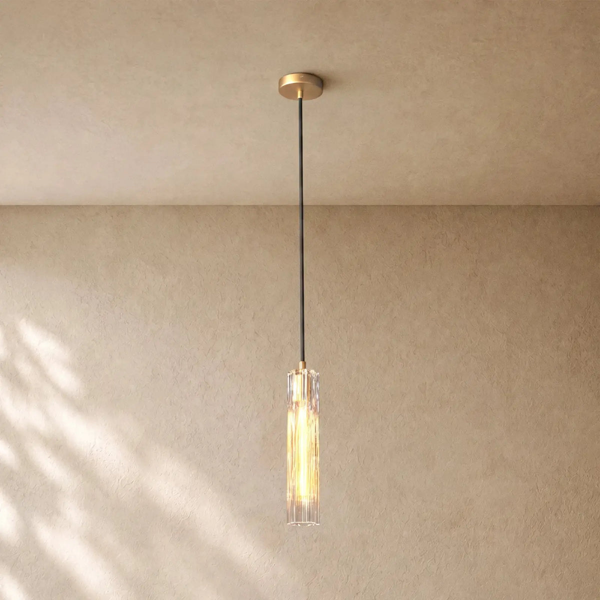 Tronchy Glass Pendant - Lacquered Burnished Brass / Clear