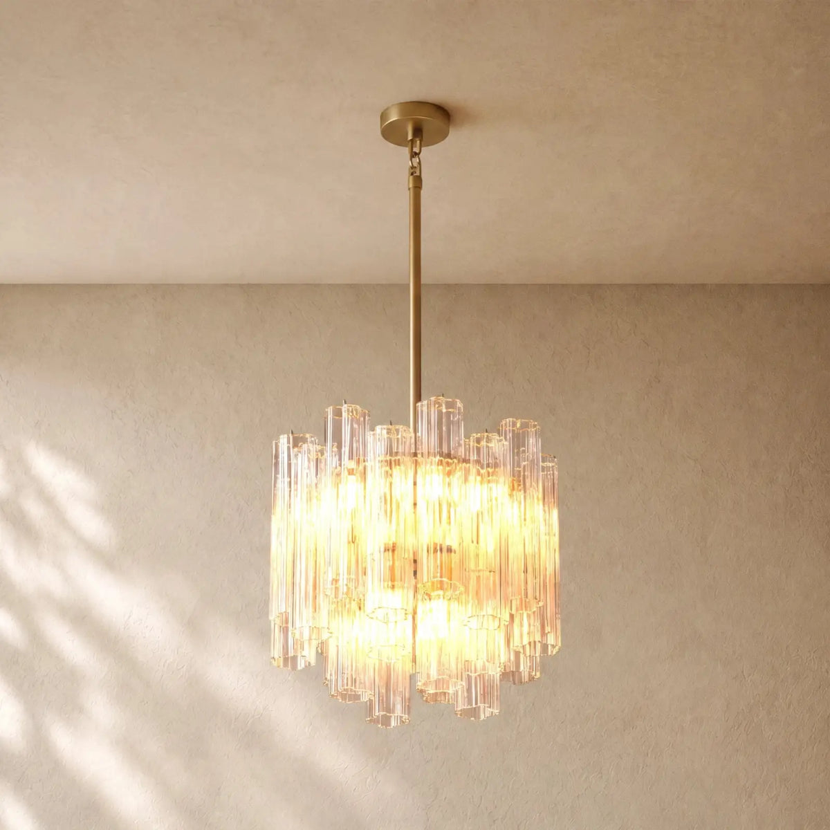 Tronchy Glass Round Chandelier - 22’’ / Lacquered Burnished Brass / Clear