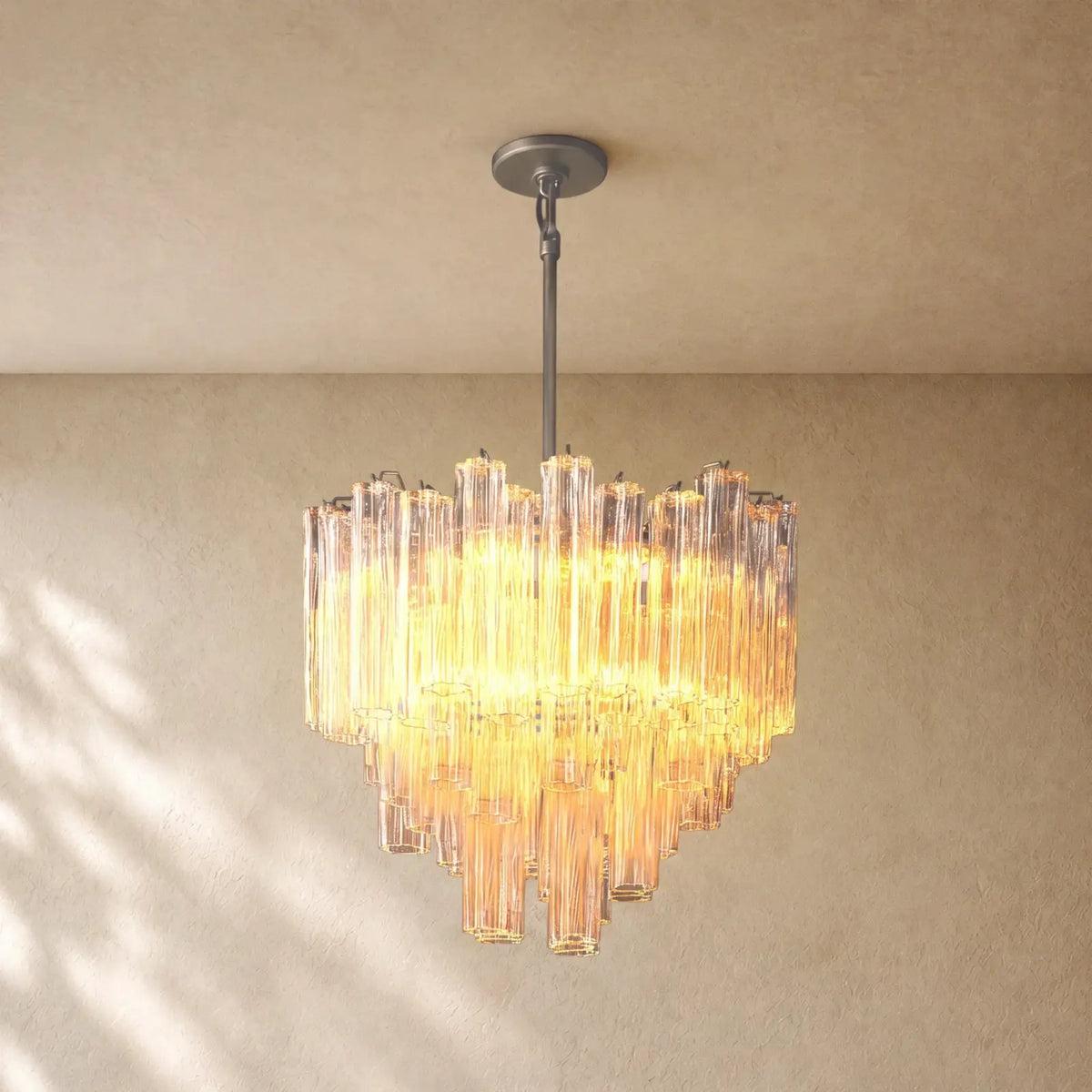 Tronchy Glass Round Chandelier - 35’’ / Bronze / Smoke
