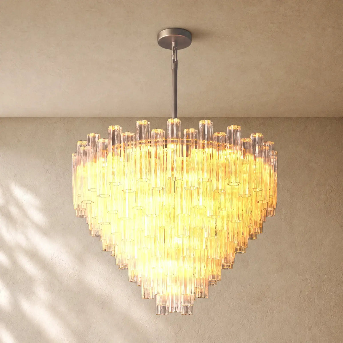 Tronchy Glass Round Chandelier - 48’’ / Bronze / Smoke