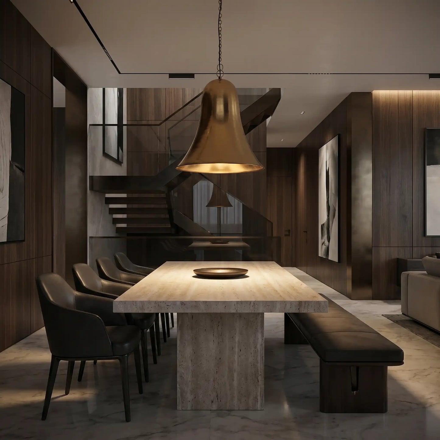 Bellamy Polished Brass Bell Pendant
