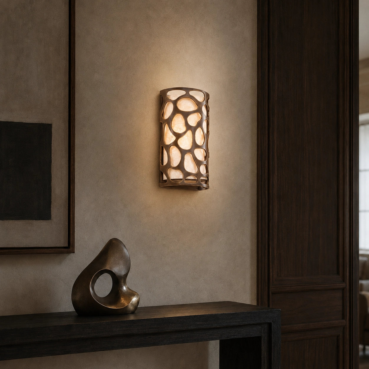 Riven Bronze Lattice Wall Sconce