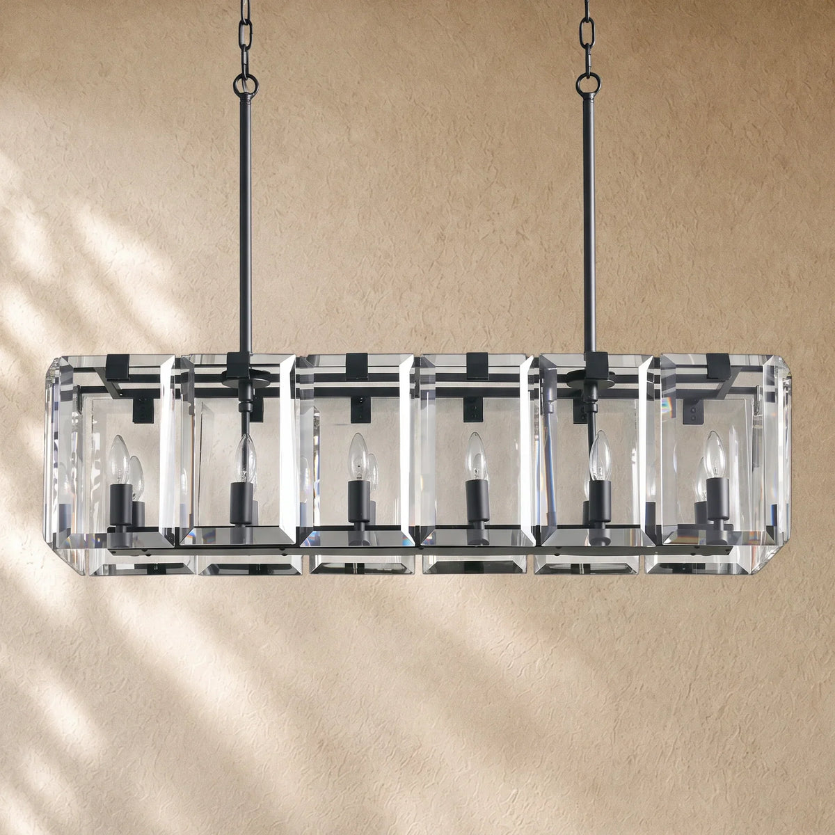 Amayya Rectangular Chandelier - BRONZE / 12 LIGHT