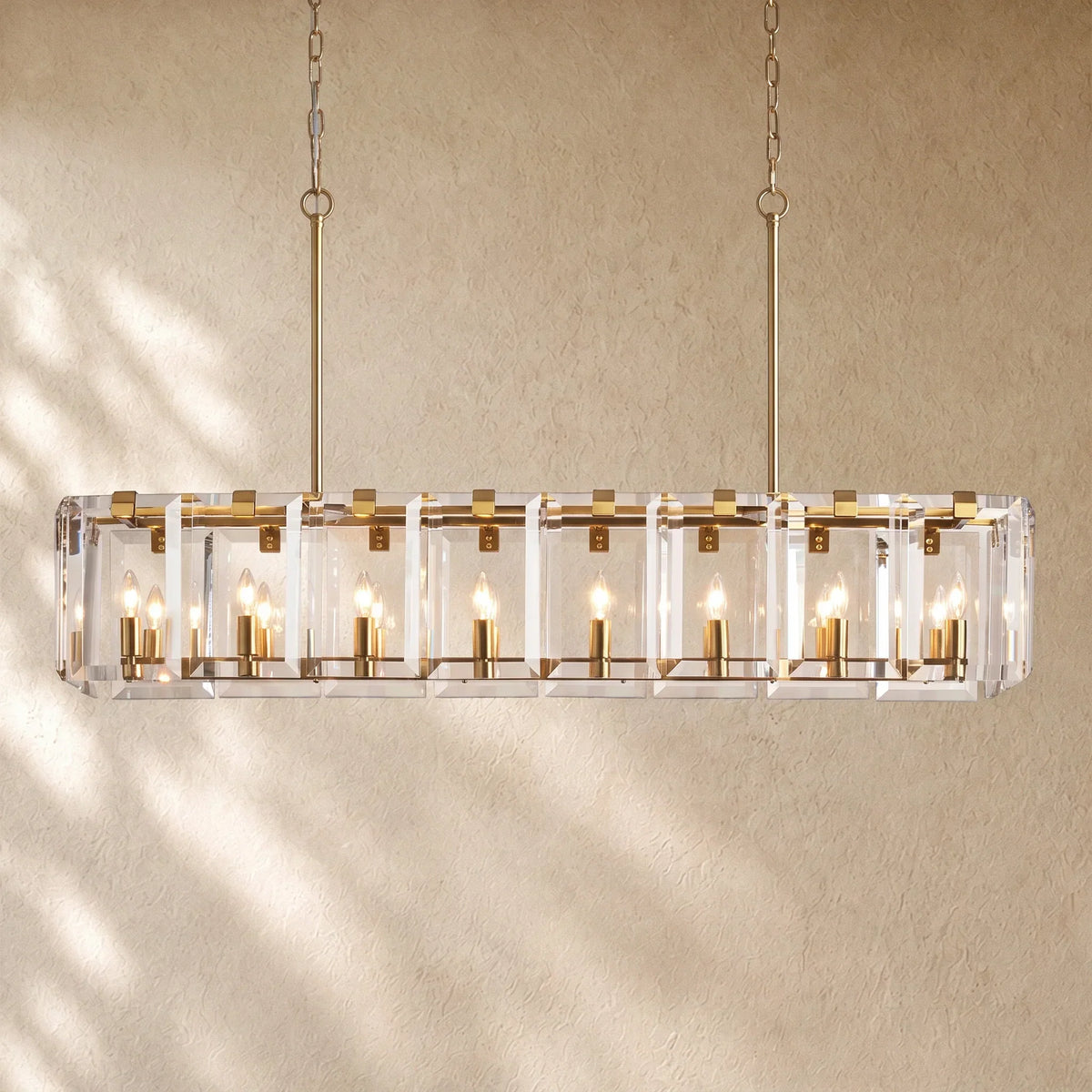 Amayya Rectangular Chandelier - BRASS / 16 LIGHT