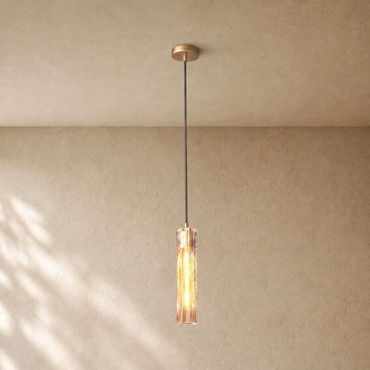 Tronchy Glass Pendant - Lacquered Burnished Brass / Smoke